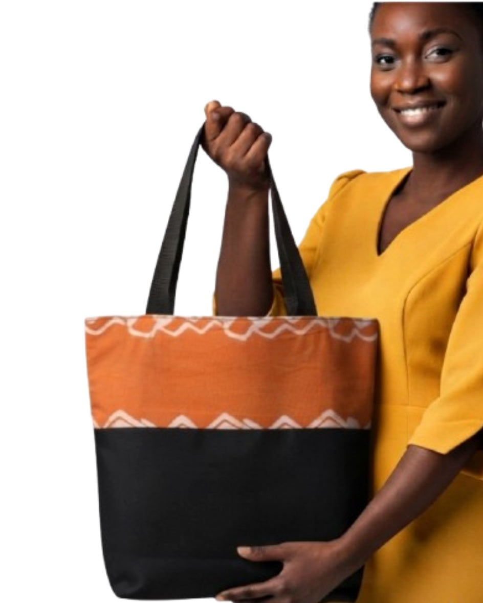 Leather & Batik Shopping Tote - 003