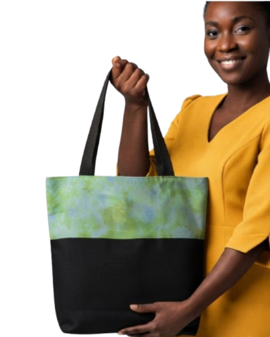 Leather & Batik Shopping Tote - 004