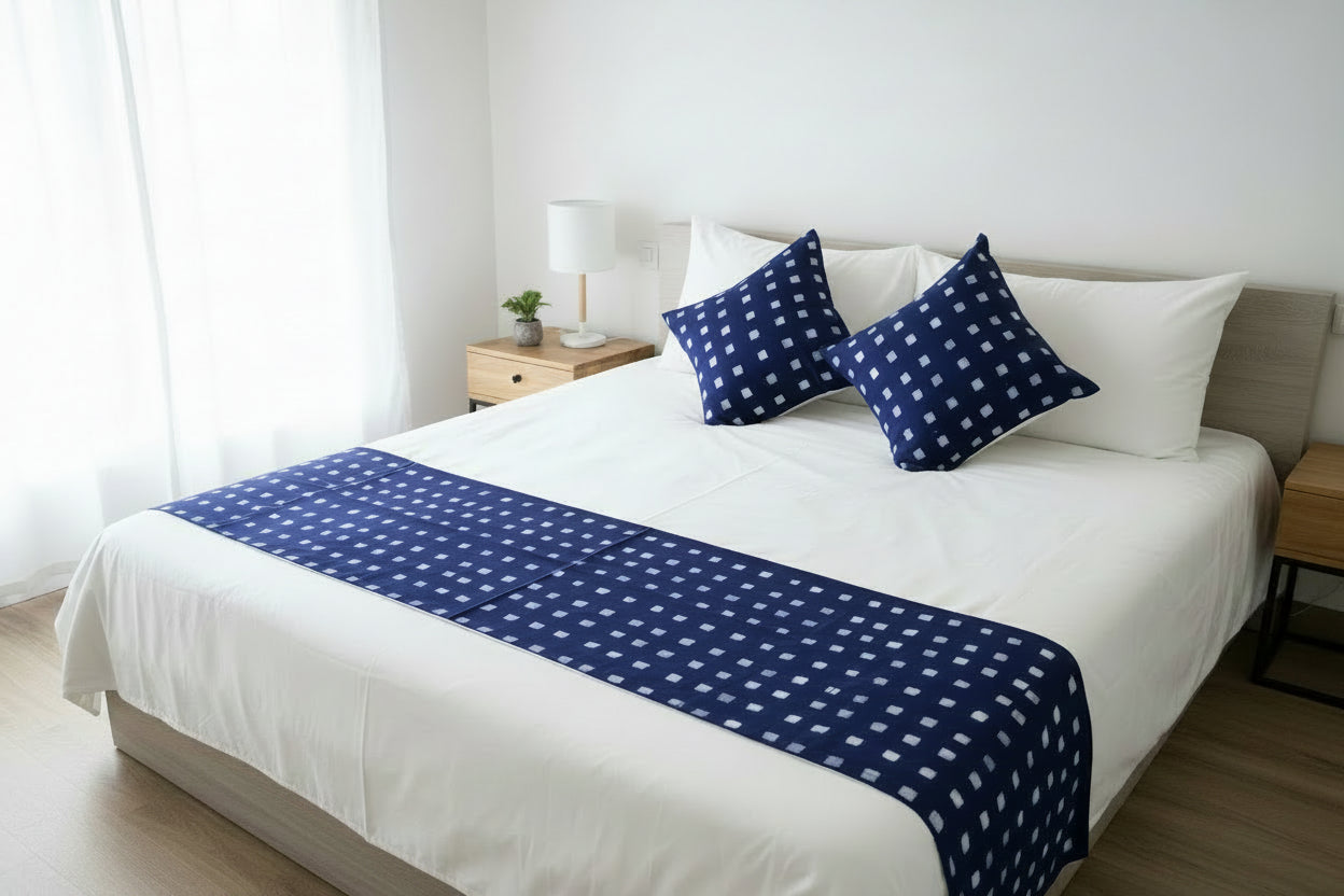 Bed runner pillow case set