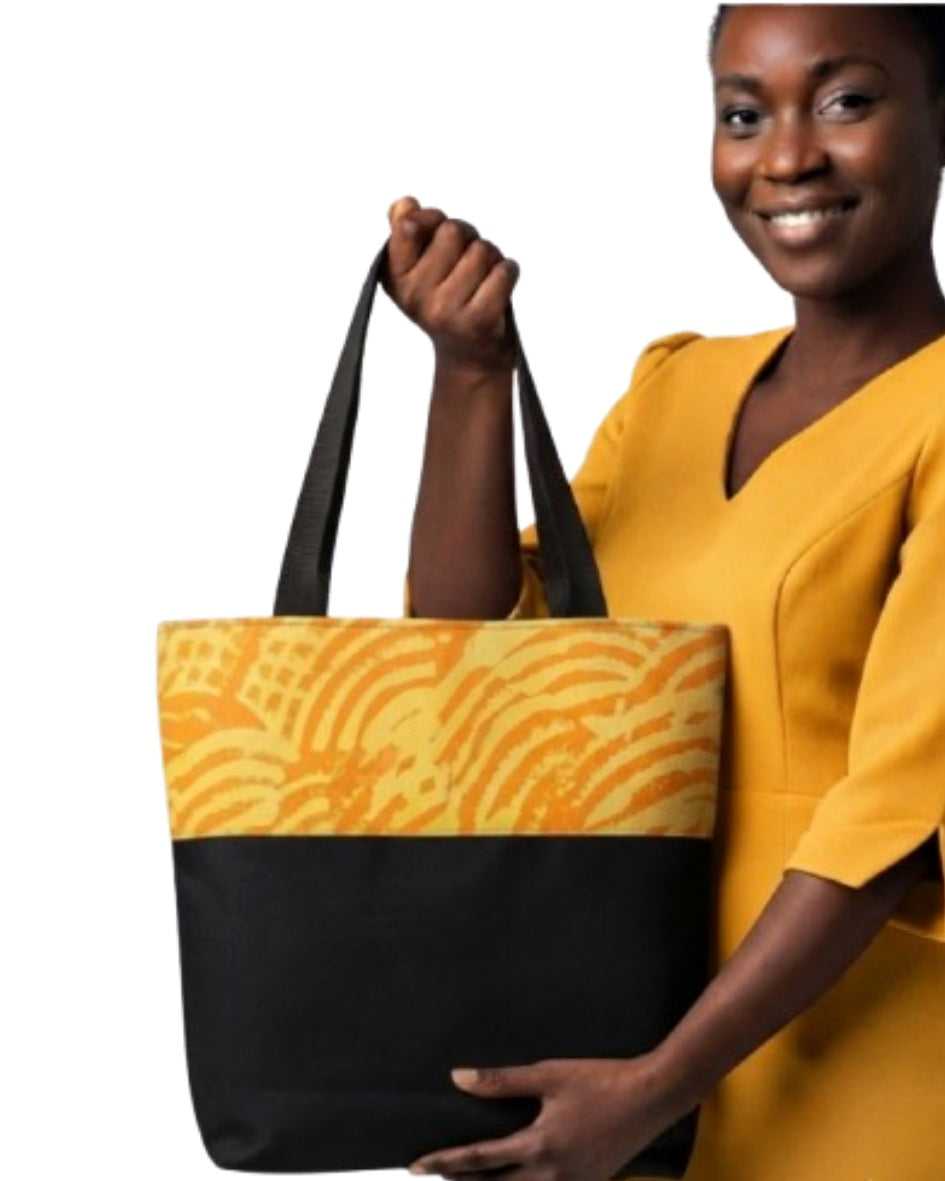 Leather & Batik Shopping Tote - 002