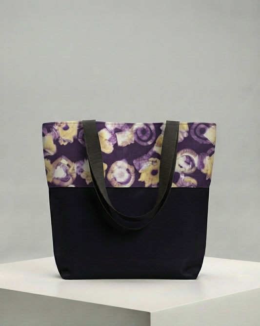 Leather & Batik Shopping Tote - 001