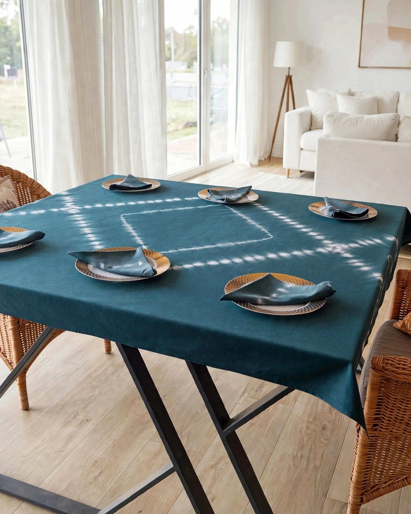 Square Batik Table Cloth Set with 6 Matching Napkins - 001