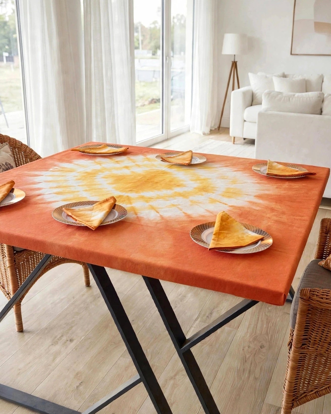 Rectangular Batik Table Cloth with 6 Matching Napkins - 002