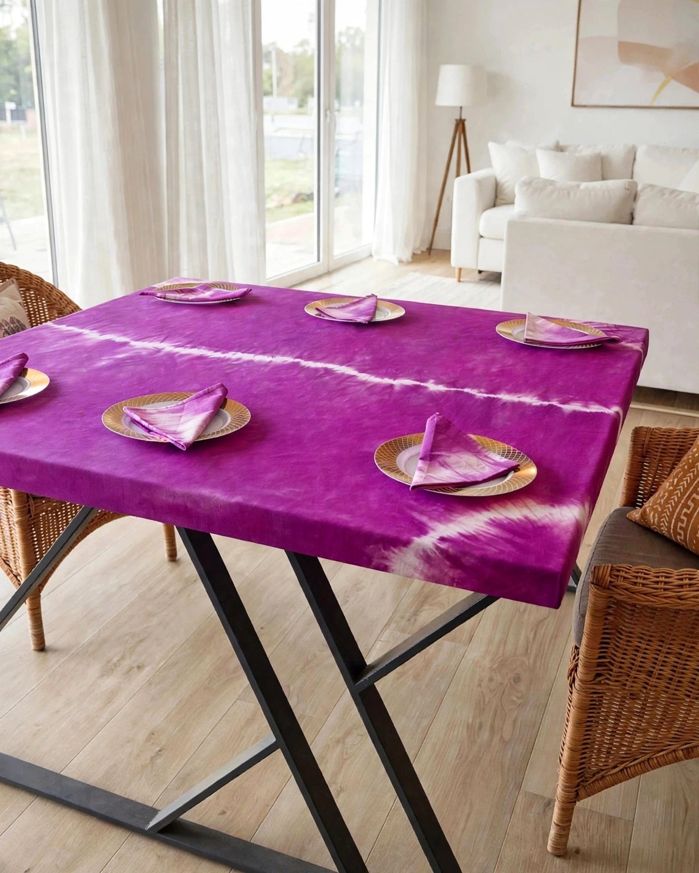 Rectangular Batik Table Cloth Set with 6 Napkins - 003