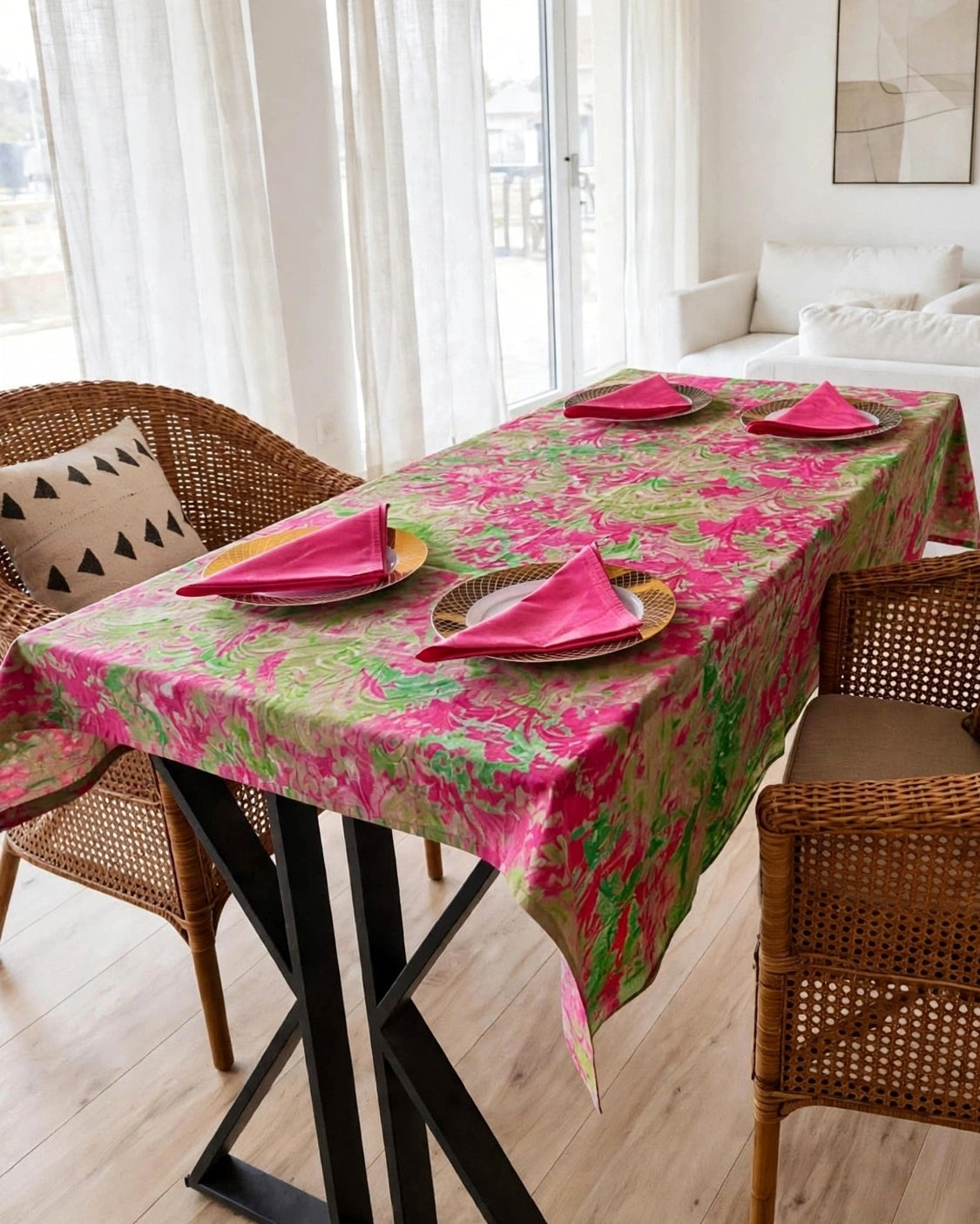 Square Batik Table Cloth Set with 4 Matching Napkins - 005