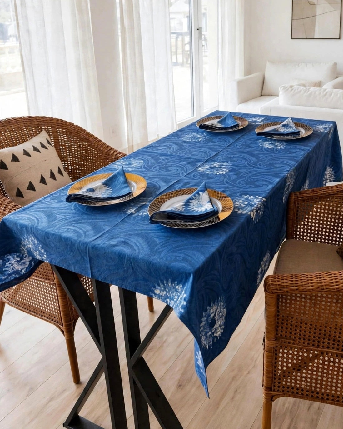 Square Batik Table Cloth Set with 4 Matching Napkings - 006