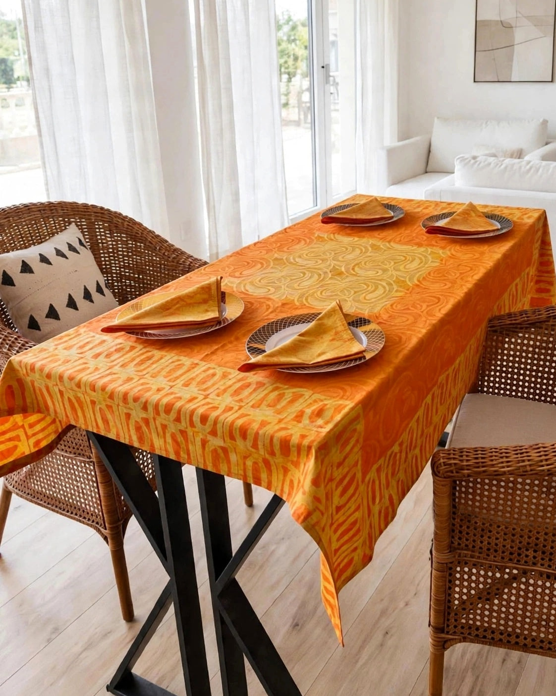 Square Batik Table Cloth Set with 4 Matching Napkins - 007