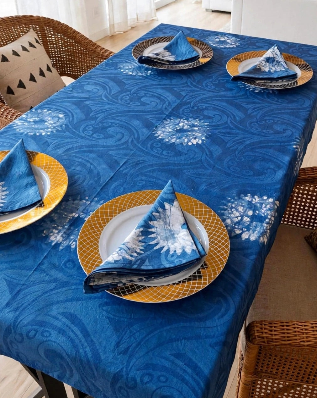Square Batik Table Cloth Set with 4 Matching Napkings - 006