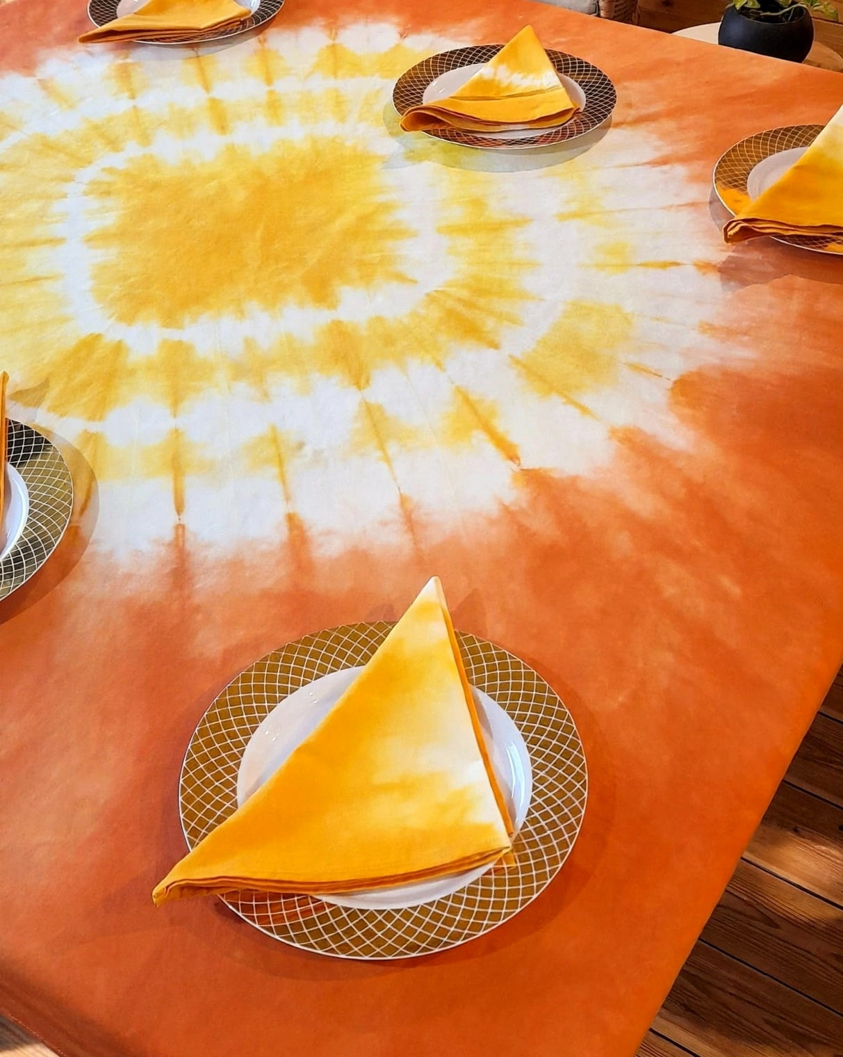 Rectangular Batik Table Cloth with 6 Matching Napkins - 002